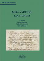 Copertina Mira varietas lectionum